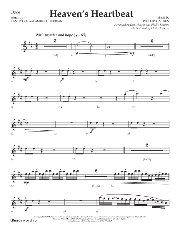 Heaven's Heartbeat (Choral Anthem SATB) Oboe (Lifeway Choral / Arr. Kent Hooper / Arr. Phillip Keveren)