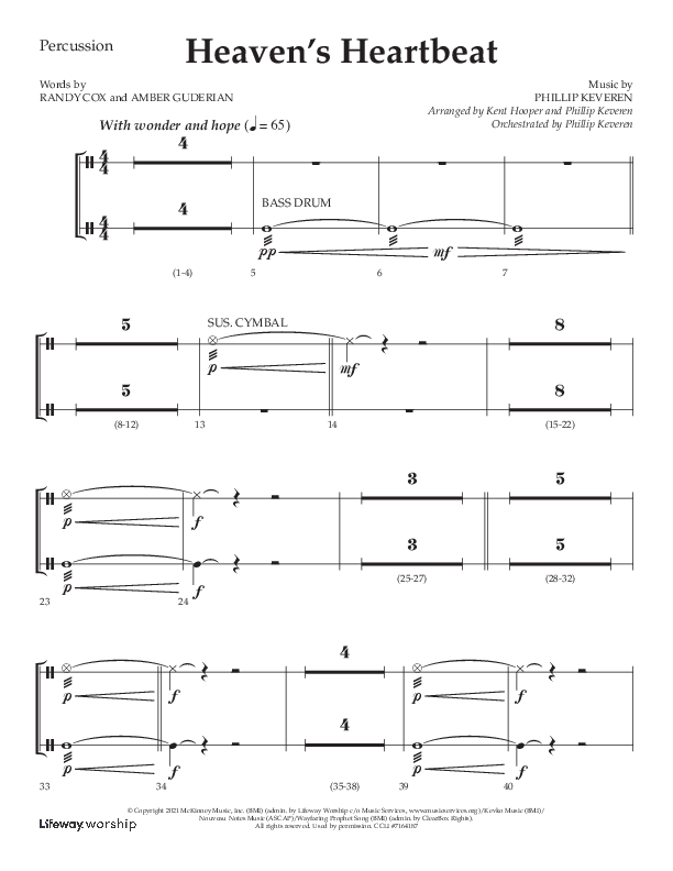 Heaven's Heartbeat (Choral Anthem SATB) Percussion (Lifeway Choral / Arr. Kent Hooper / Arr. Phillip Keveren)