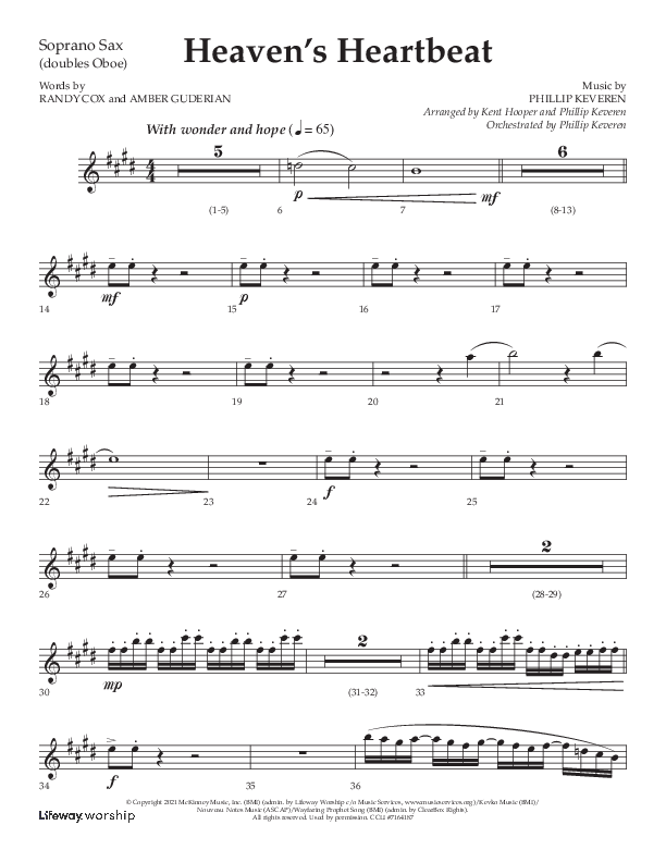 Heaven's Heartbeat (Choral Anthem SATB) Soprano Sax (Lifeway Choral / Arr. Kent Hooper / Arr. Phillip Keveren)