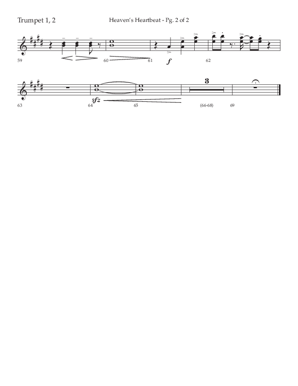 Heaven's Heartbeat (Choral Anthem SATB) Trumpet 1,2 (Lifeway Choral / Arr. Kent Hooper / Arr. Phillip Keveren)