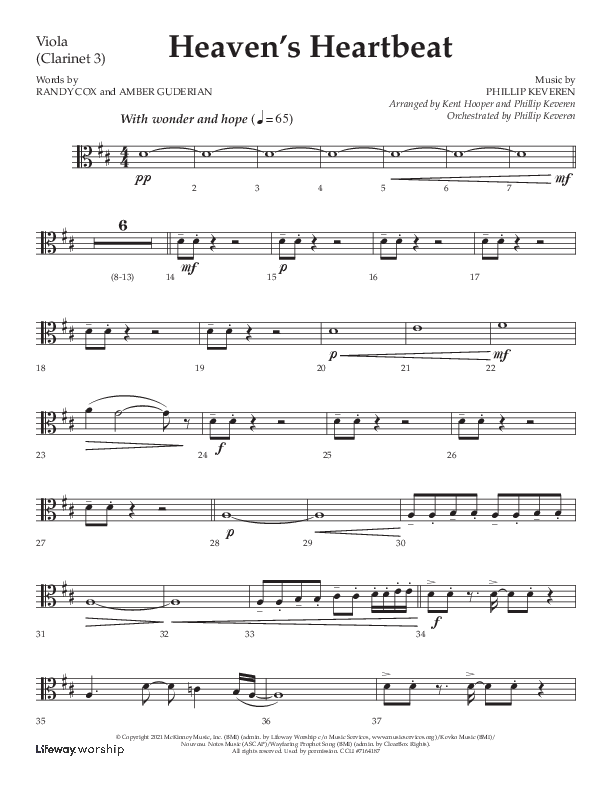 Heaven's Heartbeat (Choral Anthem SATB) Viola (Lifeway Choral / Arr. Kent Hooper / Arr. Phillip Keveren)