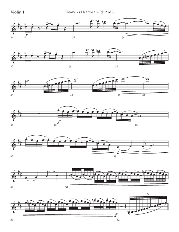 Heaven's Heartbeat (Choral Anthem SATB) Violin 1 (Lifeway Choral / Arr. Kent Hooper / Arr. Phillip Keveren)