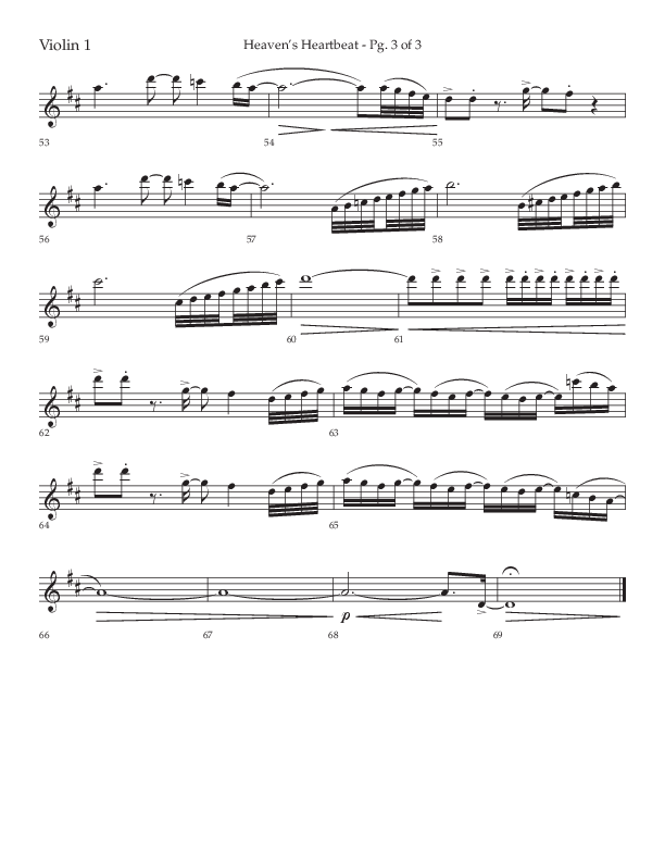 Heaven's Heartbeat (Choral Anthem SATB) Violin 1 (Lifeway Choral / Arr. Kent Hooper / Arr. Phillip Keveren)