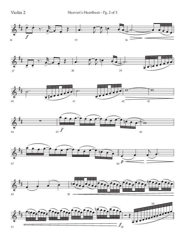Heaven's Heartbeat (Choral Anthem SATB) Violin 2 (Lifeway Choral / Arr. Kent Hooper / Arr. Phillip Keveren)