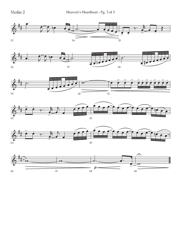 Heaven's Heartbeat (Choral Anthem SATB) Violin 2 (Lifeway Choral / Arr. Kent Hooper / Arr. Phillip Keveren)