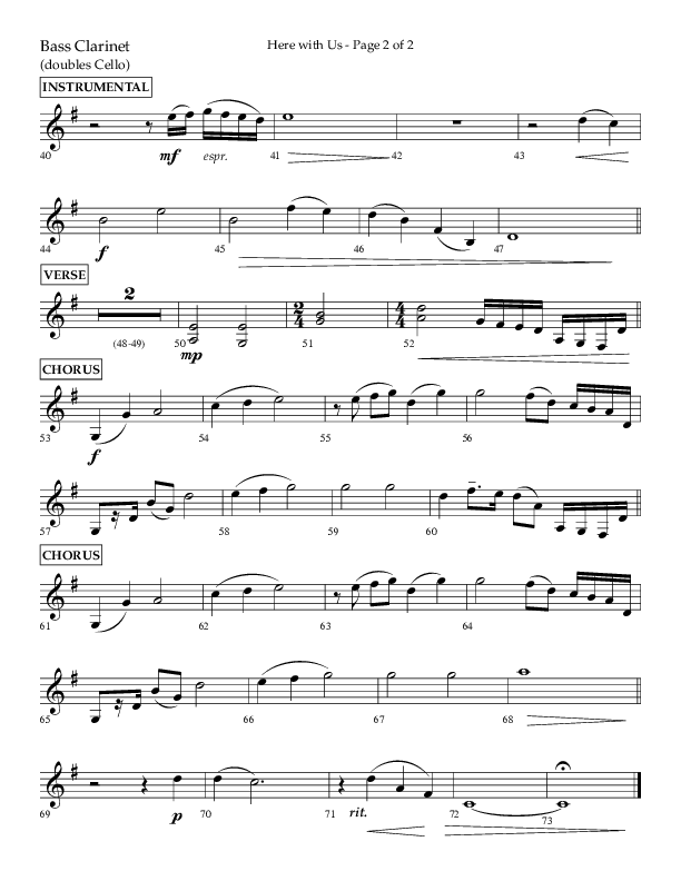 Here With Us (Choral Anthem SATB) Bass Clarinet (Lifeway Choral / Arr. Travis Cottrell)