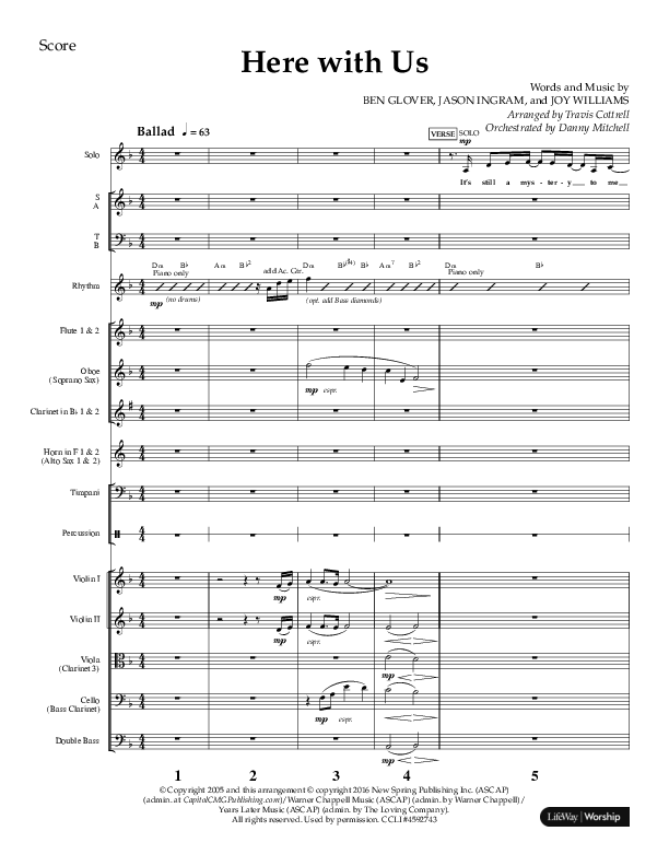 Here With Us (Choral Anthem SATB) Conductor's Score (Lifeway Choral / Arr. Travis Cottrell)