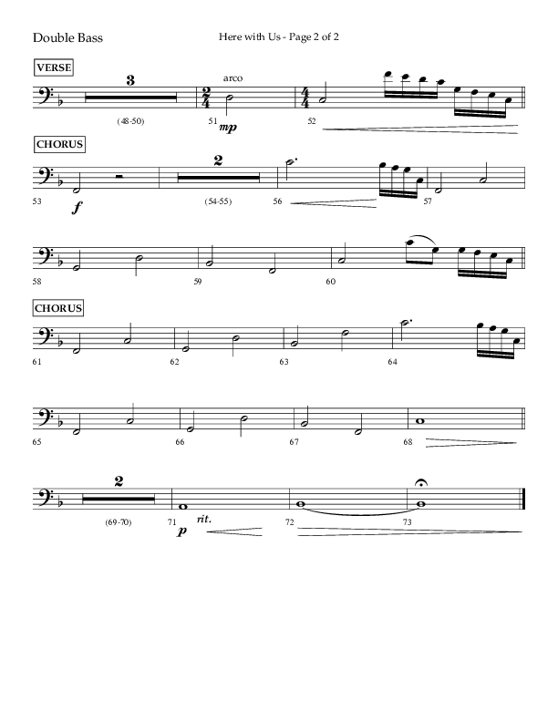 Here With Us (Choral Anthem SATB) Double Bass (Lifeway Choral / Arr. Travis Cottrell)