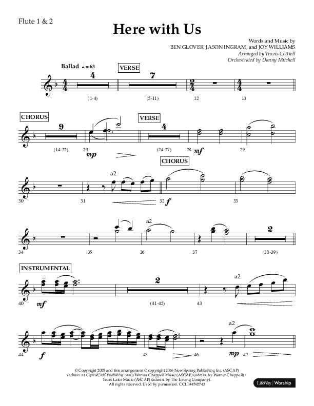 Here With Us (Choral Anthem SATB) Flute 1/2 (Lifeway Choral / Arr. Travis Cottrell)