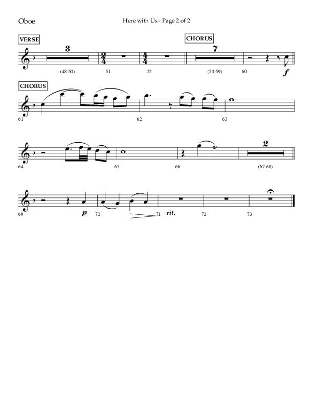Here With Us (Choral Anthem SATB) Oboe (Lifeway Choral / Arr. Travis Cottrell)