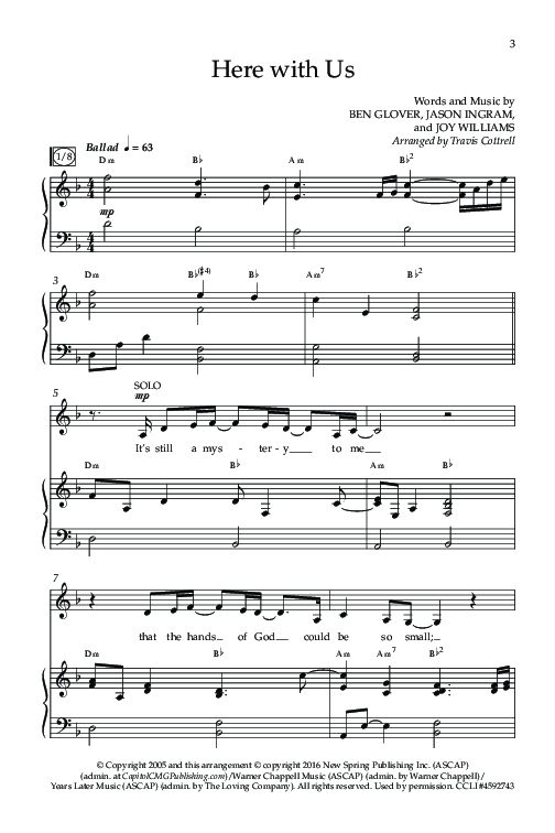 Here With Us (Choral Anthem SATB) Anthem (SATB/Piano) (Lifeway Choral / Arr. Travis Cottrell)