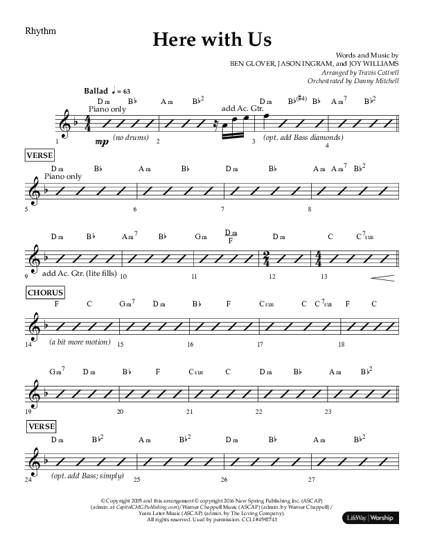 Here With Us (Choral Anthem SATB) Lead Melody & Rhythm (Lifeway Choral / Arr. Travis Cottrell)