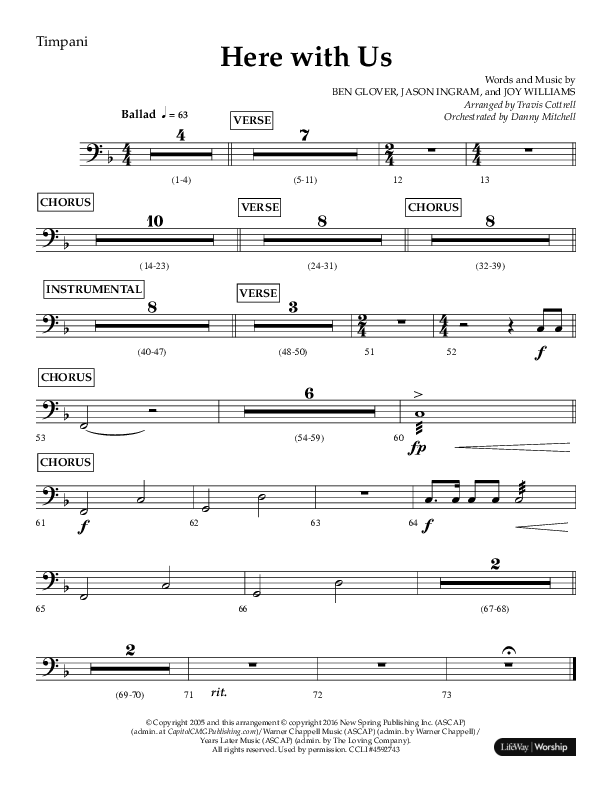 Here With Us (Choral Anthem SATB) Timpani (Lifeway Choral / Arr. Travis Cottrell)