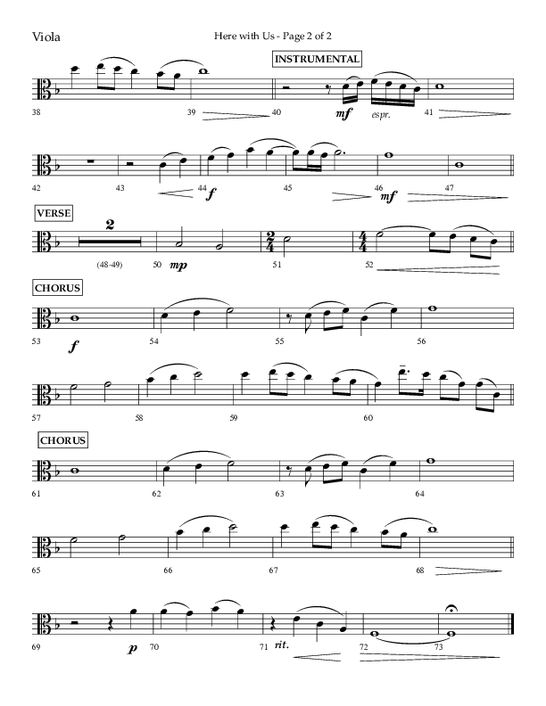 Here With Us (Choral Anthem SATB) Viola (Lifeway Choral / Arr. Travis Cottrell)