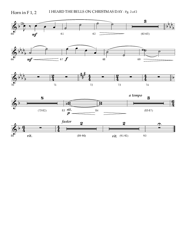 I Heard The Bells On Christmas Day (Choral Anthem SATB) French Horn 1/2 (Lifeway Choral)