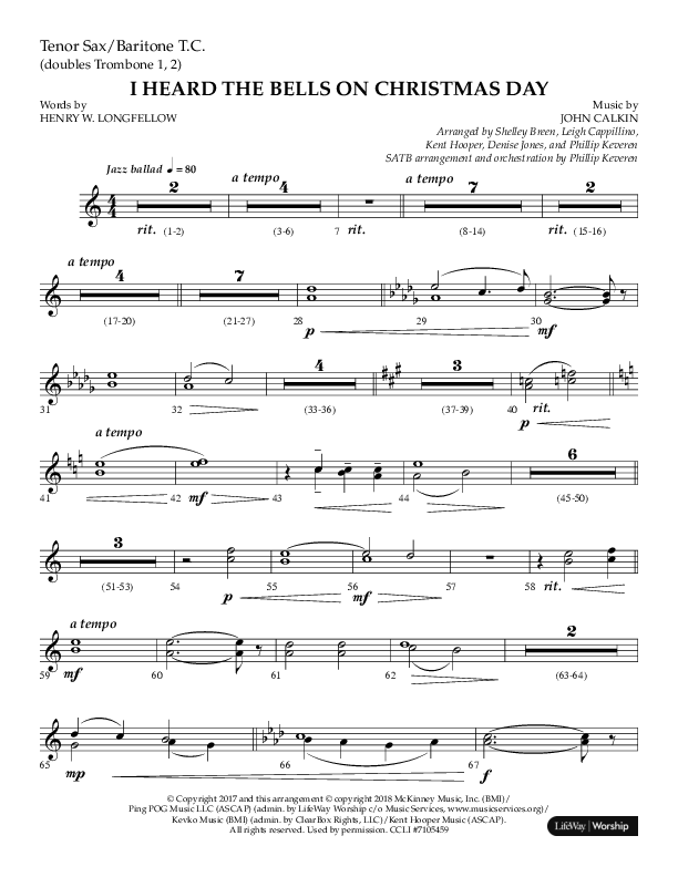 I Heard The Bells On Christmas Day (Choral Anthem SATB) Tenor Sax/Baritone T.C. (Lifeway Choral)