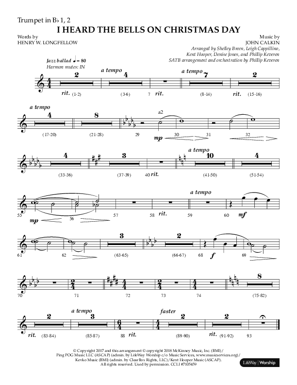 I Heard The Bells On Christmas Day (Choral Anthem SATB) Trumpet 1,2 (Lifeway Choral)
