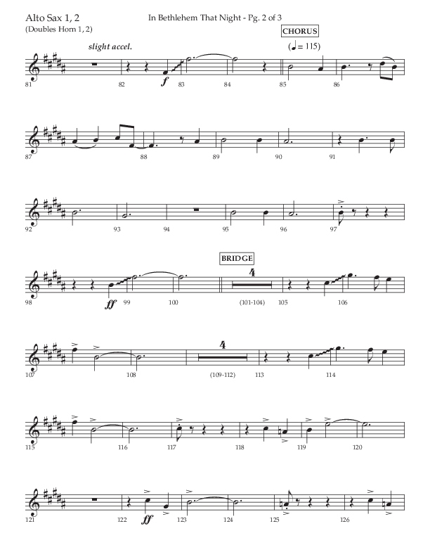 In Bethlehem That Night (Choral Anthem SATB) Alto Sax 1/2 (Arr. Russell Mauldin / Lifeway Choral)