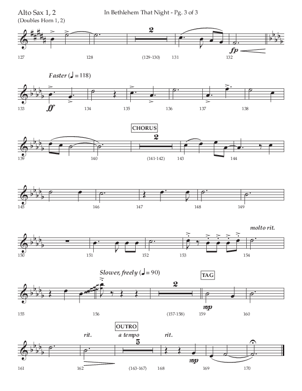 In Bethlehem That Night (Choral Anthem SATB) Alto Sax 1/2 (Arr. Russell Mauldin / Lifeway Choral)