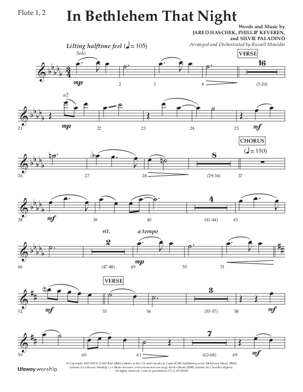 In Bethlehem That Night (Choral Anthem SATB) Flute 1/2 (Arr. Russell Mauldin / Lifeway Choral)