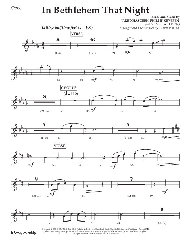 In Bethlehem That Night (Choral Anthem SATB) Oboe (Arr. Russell Mauldin / Lifeway Choral)