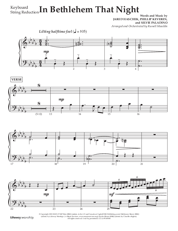 In Bethlehem That Night (Choral Anthem SATB) String Reduction (Arr. Russell Mauldin / Lifeway Choral)