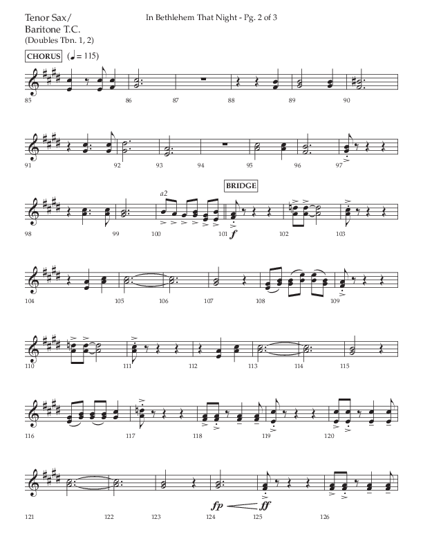 In Bethlehem That Night (Choral Anthem SATB) Tenor Sax/Baritone T.C. (Arr. Russell Mauldin / Lifeway Choral)