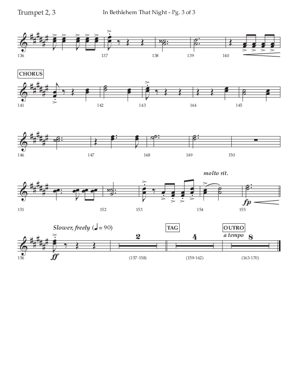 In Bethlehem That Night (Choral Anthem SATB) Trumpet 2/3 (Arr. Russell Mauldin / Lifeway Choral)
