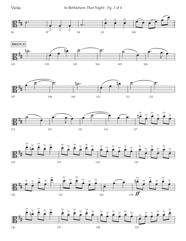 In Bethlehem That Night (Choral Anthem SATB) Viola (Arr. Russell Mauldin / Lifeway Choral)