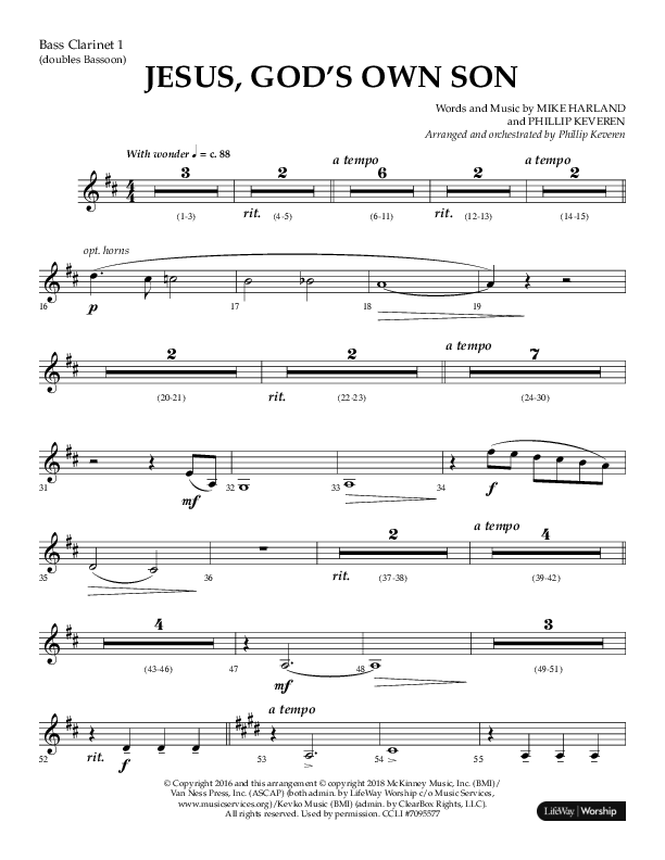 Jesus God's Own Son (Choral Anthem SATB) Bass Clarinet (Arr. Phillip Keveren / Lifeway Choral)