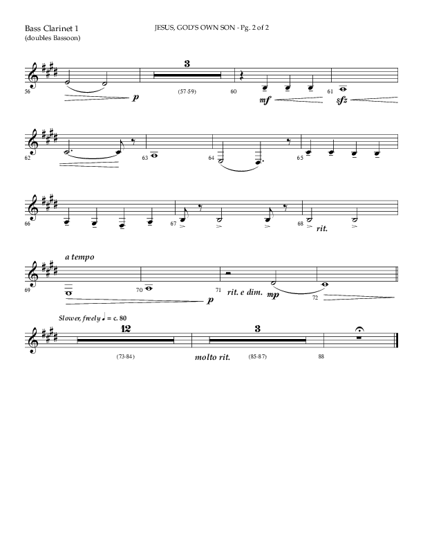 Jesus God's Own Son (Choral Anthem SATB) Bass Clarinet (Arr. Phillip Keveren / Lifeway Choral)