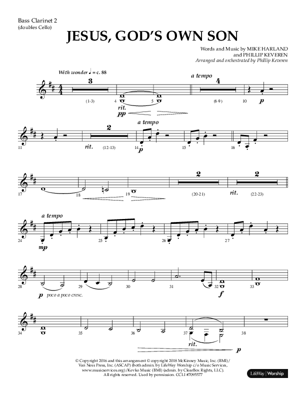 Jesus God's Own Son (Choral Anthem SATB) Bass Clarinet (Arr. Phillip Keveren / Lifeway Choral)