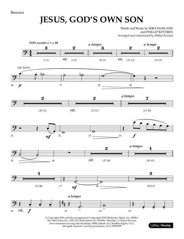 Jesus God's Own Son (Choral Anthem SATB) Bassoon (Arr. Phillip Keveren / Lifeway Choral)