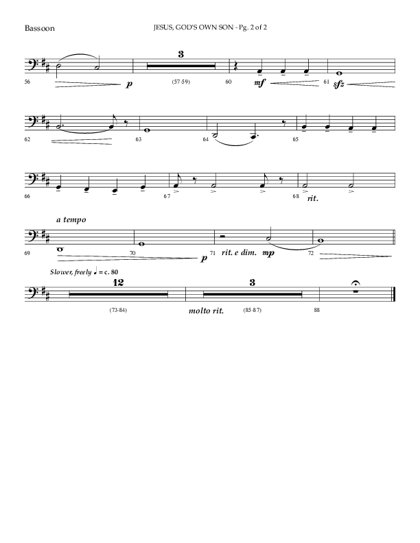 Jesus God's Own Son (Choral Anthem SATB) Bassoon (Arr. Phillip Keveren / Lifeway Choral)