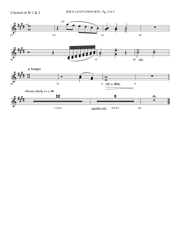 Jesus God's Own Son (Choral Anthem SATB) Clarinet 1/2 (Arr. Phillip Keveren / Lifeway Choral)