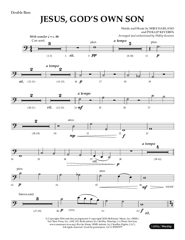 Jesus God's Own Son (Choral Anthem SATB) Double Bass (Arr. Phillip Keveren / Lifeway Choral)