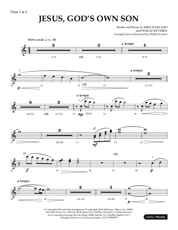 Jesus God's Own Son (Choral Anthem SATB) Flute 1/2 (Arr. Phillip Keveren / Lifeway Choral)