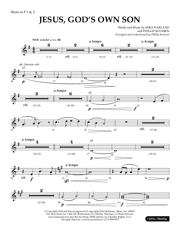 Jesus God's Own Son (Choral Anthem SATB) French Horn 1/2 (Arr. Phillip Keveren / Lifeway Choral)