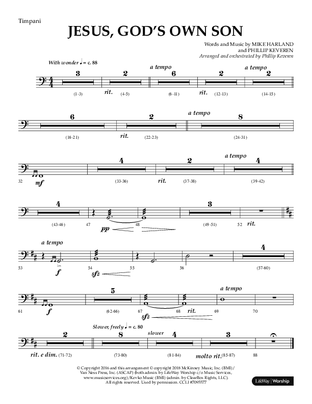 Jesus God's Own Son (Choral Anthem SATB) Timpani (Arr. Phillip Keveren / Lifeway Choral)