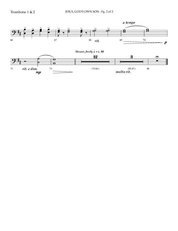 Jesus God's Own Son (Choral Anthem SATB) Trombone 1/2 (Arr. Phillip Keveren / Lifeway Choral)
