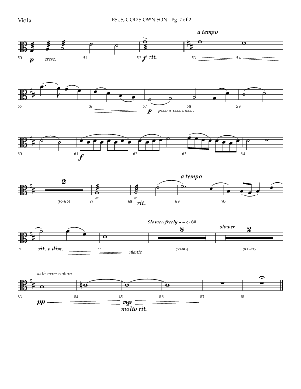 Jesus God's Own Son (Choral Anthem SATB) Viola (Arr. Phillip Keveren / Lifeway Choral)
