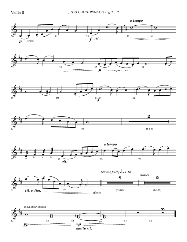 Jesus God's Own Son (Choral Anthem SATB) Violin 2 (Arr. Phillip Keveren / Lifeway Choral)