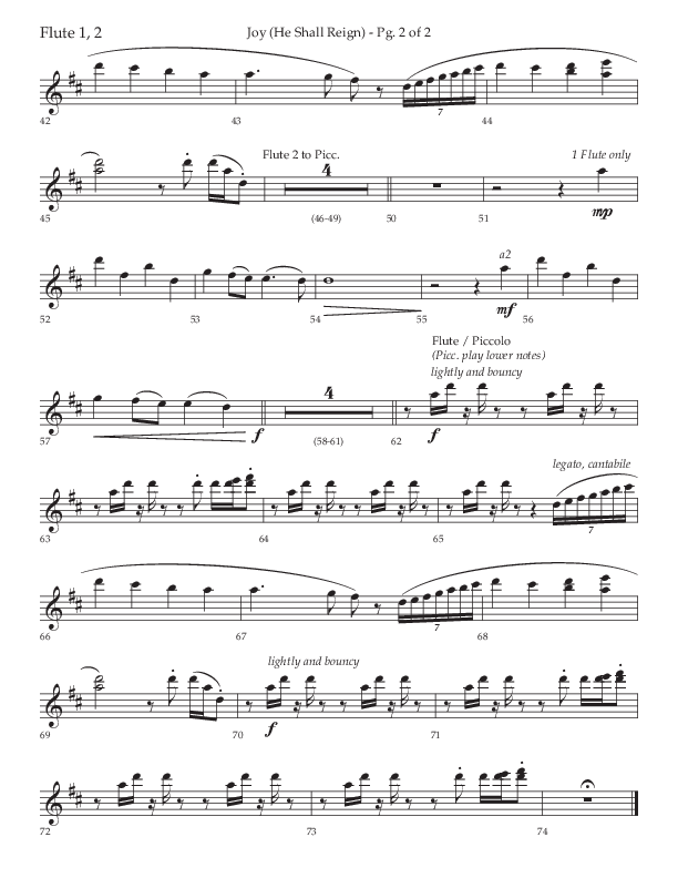 Joy (He Shall Reign) (Choral Anthem SATB) Flute 1/2 (Arr. John Bolin / Lifeway Choral)