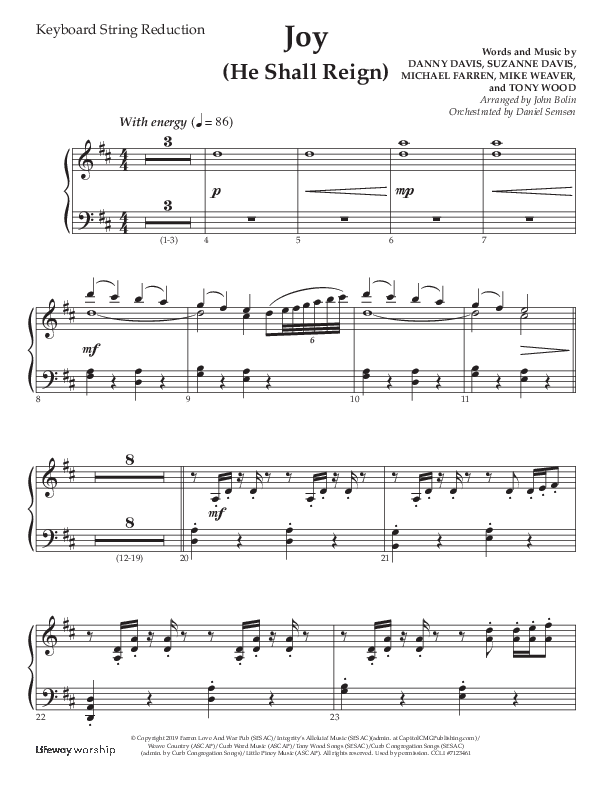 Joy (He Shall Reign) (Choral Anthem SATB) String Reduction (Arr. John Bolin / Lifeway Choral)
