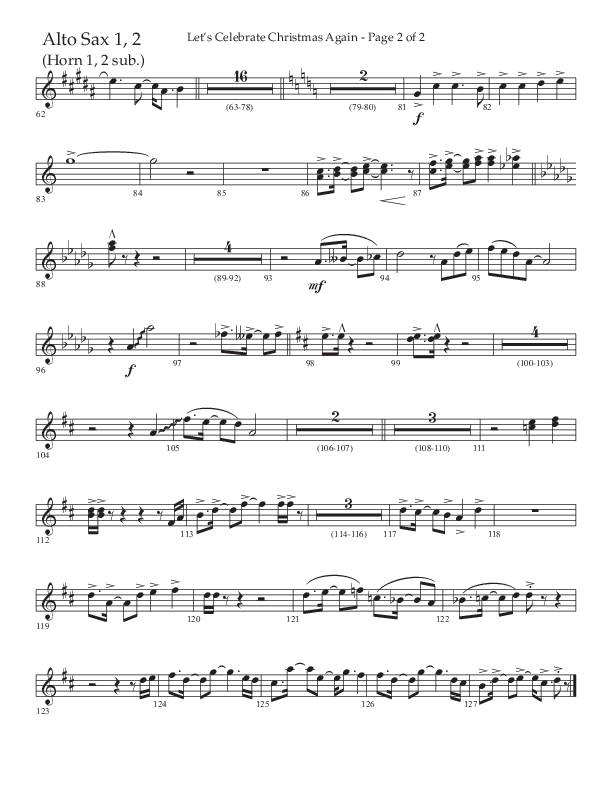 Let's Celebrate Christmas Again (Choral Anthem SATB) Alto Sax 1/2 (Arr. John Bolin / Lifeway Choral)