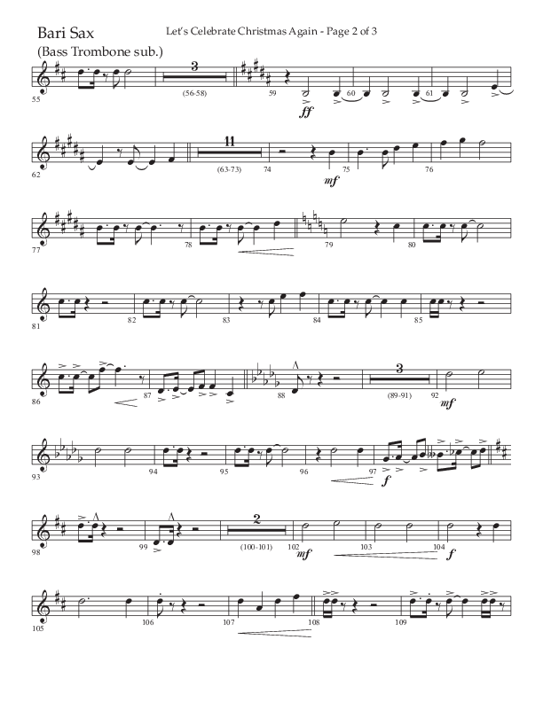 Let's Celebrate Christmas Again (Choral Anthem SATB) Bari Sax (Arr. John Bolin / Lifeway Choral)
