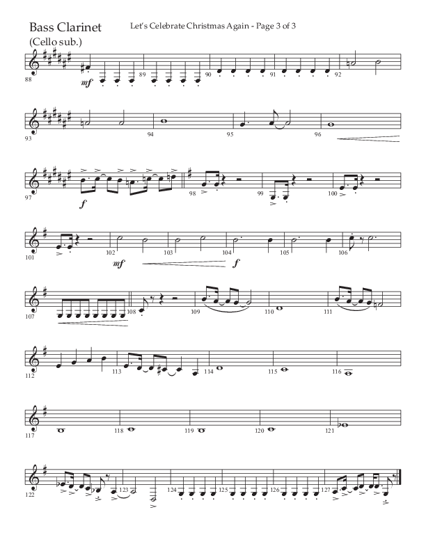Let's Celebrate Christmas Again (Choral Anthem SATB) Bass Clarinet (Arr. John Bolin / Lifeway Choral)
