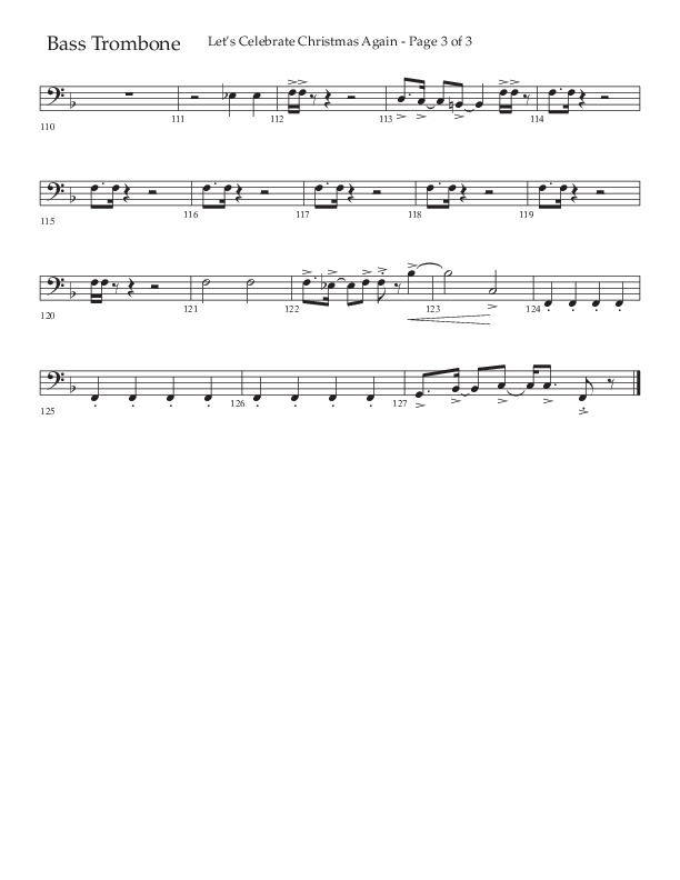 Let's Celebrate Christmas Again (Choral Anthem SATB) Bass Trombone (Arr. John Bolin / Lifeway Choral)