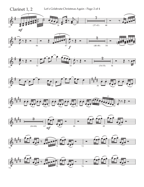 Let's Celebrate Christmas Again (Choral Anthem SATB) Clarinet 1/2 (Arr. John Bolin / Lifeway Choral)