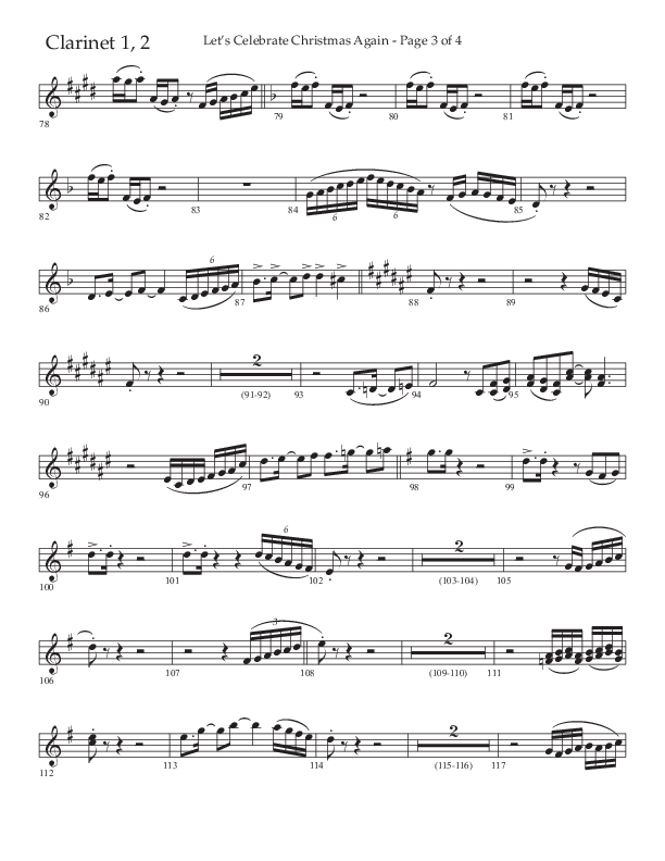 Let's Celebrate Christmas Again (Choral Anthem SATB) Clarinet 1/2 (Arr. John Bolin / Lifeway Choral)